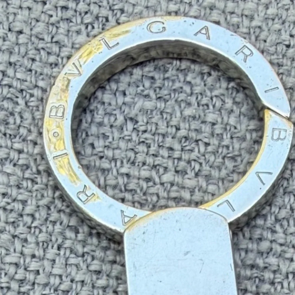1990s Black Bvlgari Keychain Soft Leather Designer Minimalist OS‎